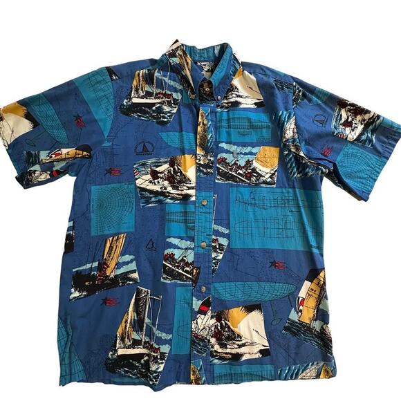 Vintage Kahala Hawaiian Islands America’s Cup Camp Shirt Large - Picture 1 of 7
